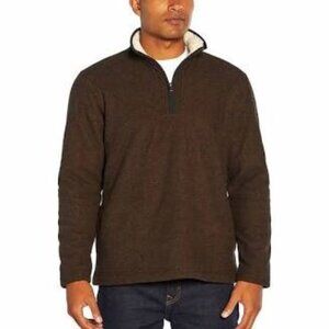 Orvis Mens 1/4 Zip Pullover Sweater XXL Brown Fleece-Lined Made In Indonesia